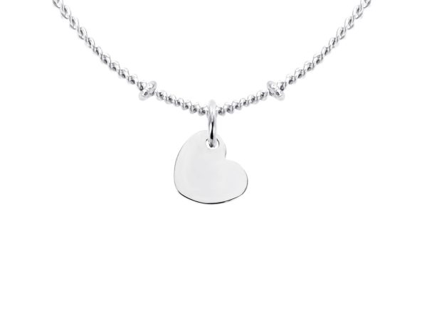 Collier maille boule alternée petit coeur à personnaliser