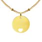 Collier maille boule alternée orné d'une médaille ronde avec cœur ajouré en acier inoxydable doré