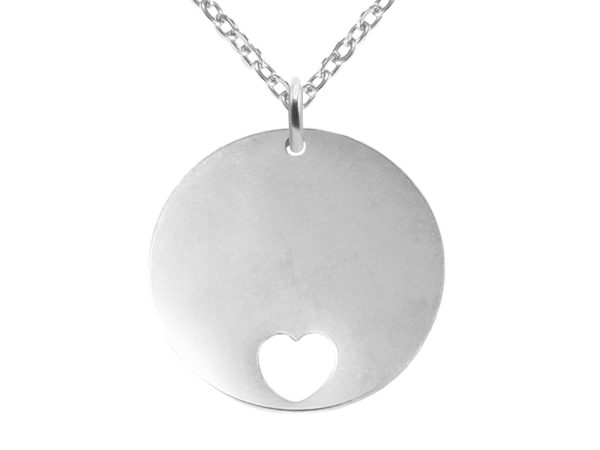 Collier grande médaille coeur acier à personnaliser