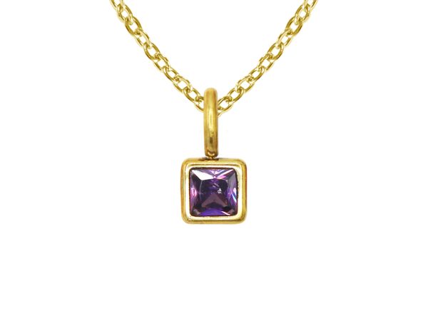 Collier chaine maille forçat pendentif pierre de naissance en acier inoxydable doré