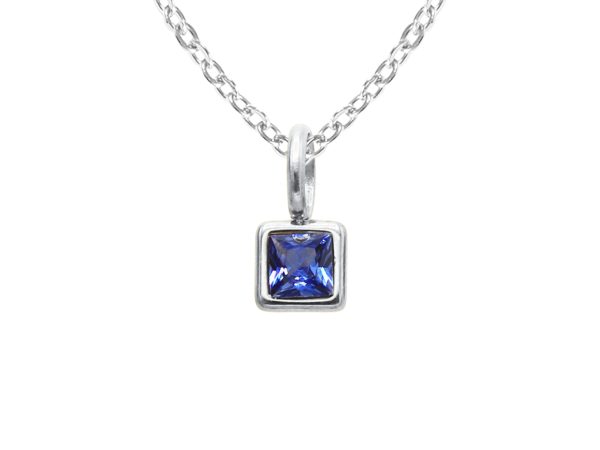 Collier chaine maille forçat pendentif pierre de naissance en acier inoxydable argenté