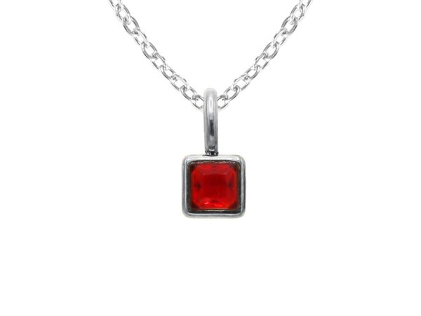 Collier chaine maille forçat pendentif pierre de naissance en acier inoxydable argenté