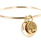 Bracelet jonc arbre de vie et médaille acier doré à personnaliser
