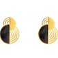 Boucles d'oreilles géométriques bohème émail noir en acier inoxydable doré