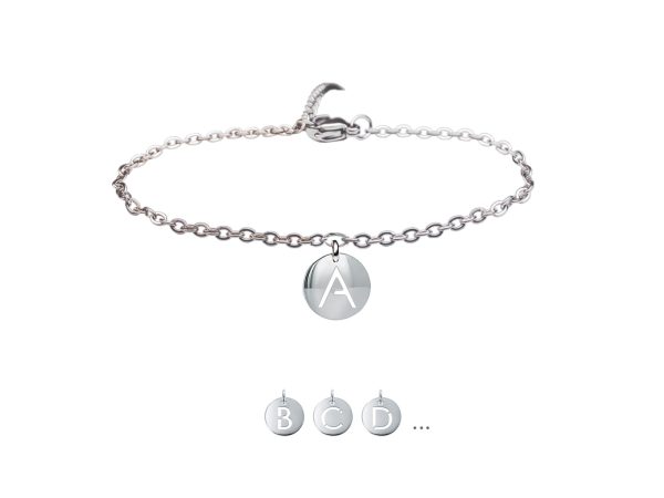 Bracelet chaînette avec pampille initiale découpée