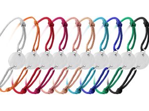 Bracelet ajustable cordon pailleté avec médaille ronde à personnaliser en acier inoxydable argenté