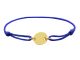 Bracelet ajustable cordon pailleté avec médaille ronde cœur ajouré à personnaliser en acier inoxydable doré