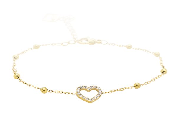 BRAHRT10OZ-GOLD2.jpg Bracelet cœur oxydes de zirconium en acier inoxydable doré