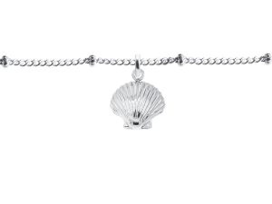 Chaîne de cheville maille boule alternée coquillage en acier inoxydable argenté