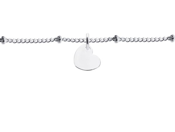 Chaîne de cheville maille boule alternée petit coeur acier à personnaliser