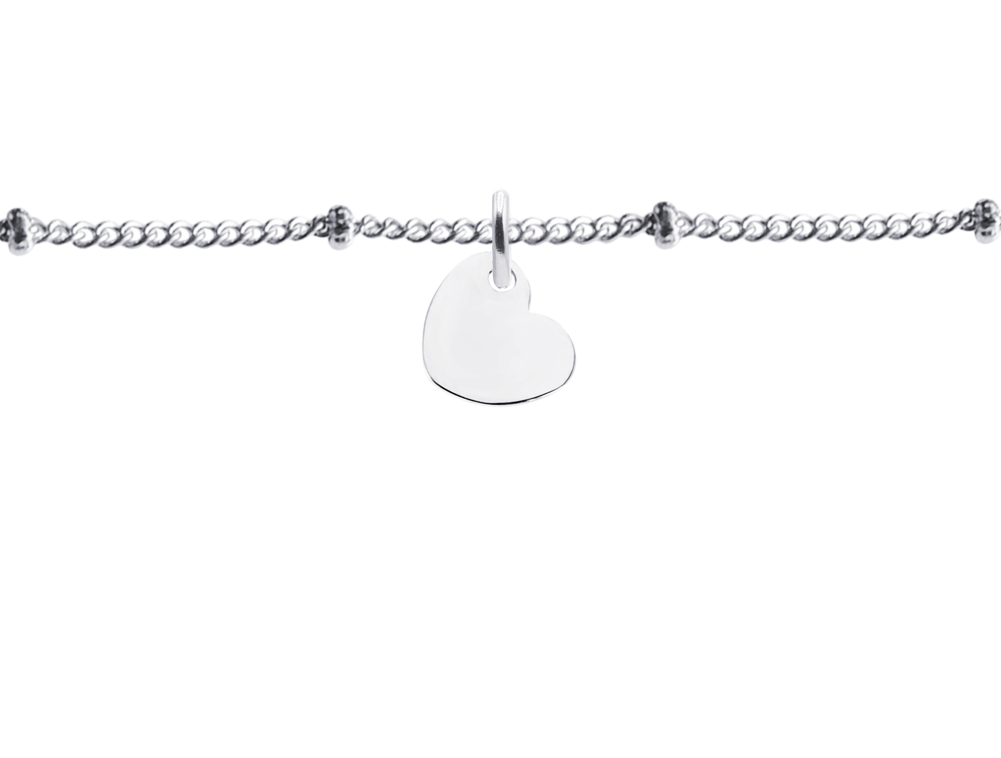 Chaîne de cheville maille boule alternée petit coeur acier à personnaliser