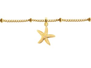 Bracelet maille boule alternée étoile de mer en acier inoxydable doré