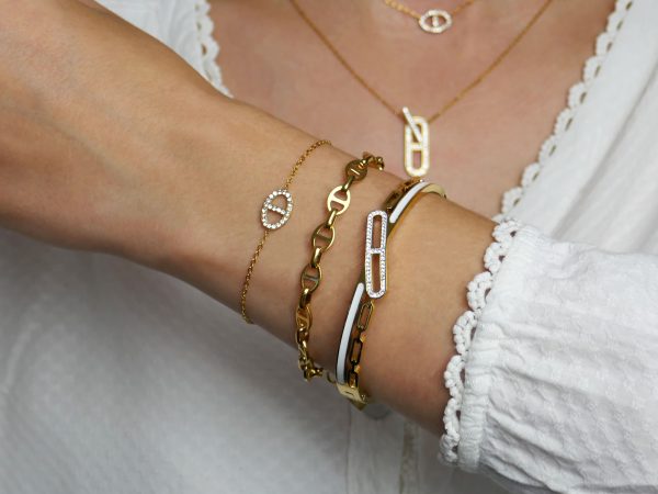 Bracelet maille marine en acier inoxydable doré | Largeur : 6mm