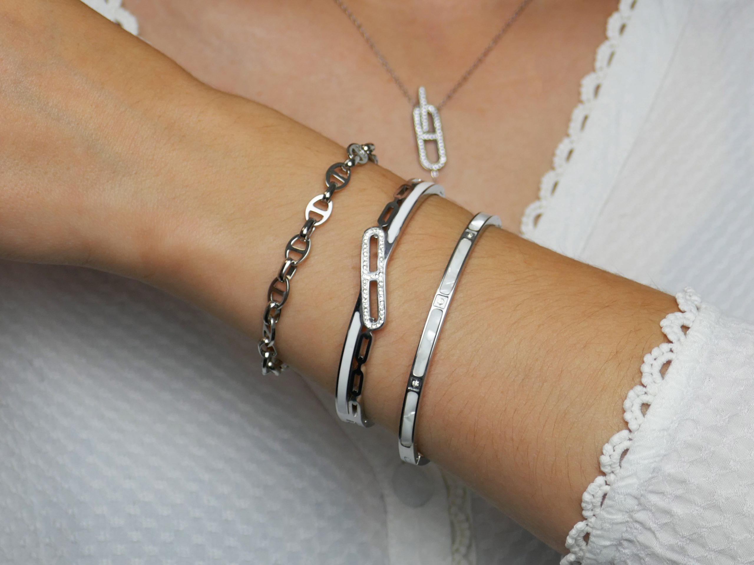 Bracelet maille marine en acier inoxydable argenté | Largeur : 6mm