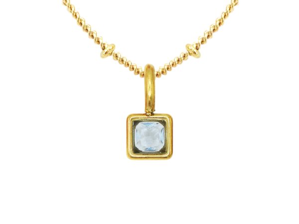 Collier maille boule alternée pendentif pierre de naissance en acier inoxydable doré