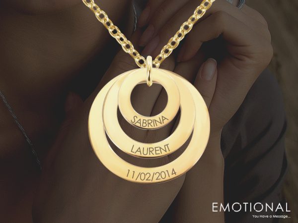 Collier acier doré triple ellipse à personnaliser