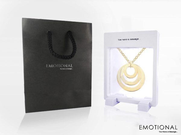 Collier acier doré triple ellipse à personnaliser