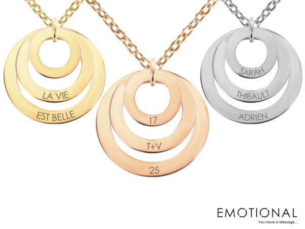 Collier acier doré triple ellipse à personnaliser