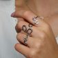 Bague ajustable forme géométrique en acier inoxydable argenté