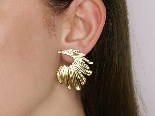 Boucles d'oreilles plume bohème en acier inoxydable doré
