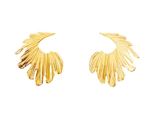Boucles d'oreilles plume bohème en acier inoxydable doré