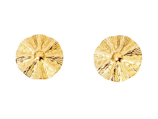 Boucles d'oreilles feuille de lotus en acier inoxydable doré