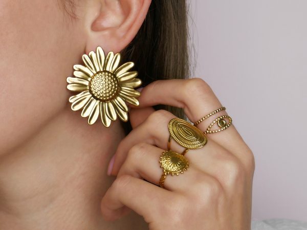 Bague ajustable œil protecteur en acier inoxydable doré