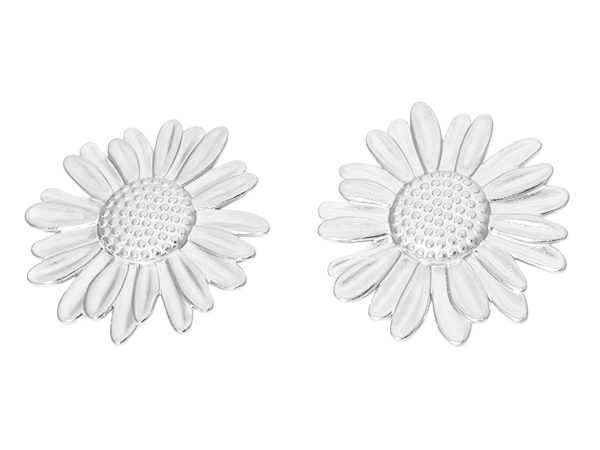 Boucles d'oreilles marguerite en acier inoxydable argenté