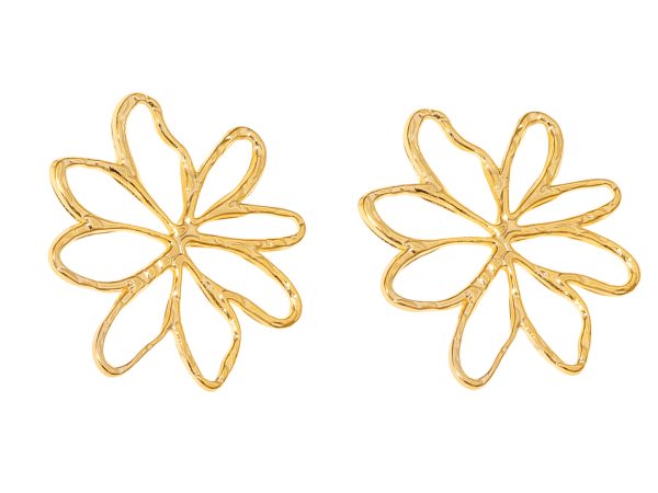 Boucles d'oreilles fleur filigrane en acier inoxydable doré