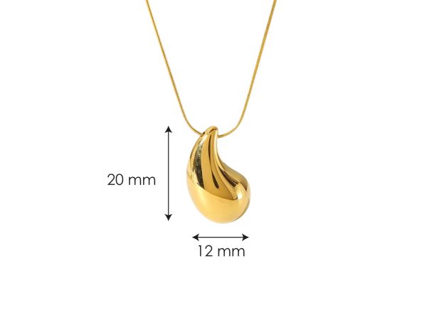 Collier goutte en acier inoxydable doré | Dimension : 20mm*12mm