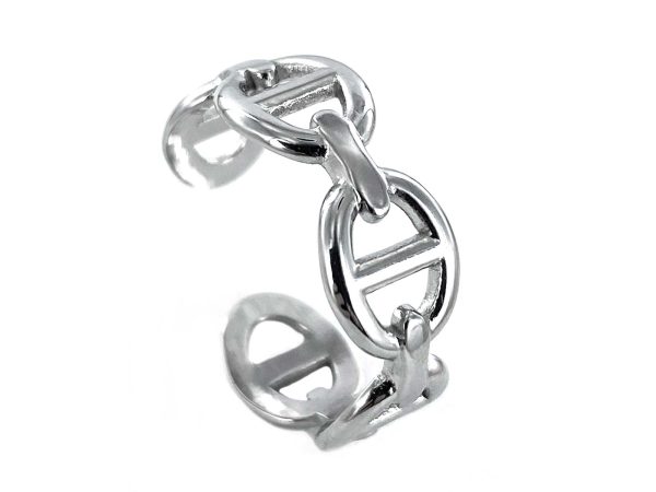 Bague ajustable "maille marine" en acier inoxydable