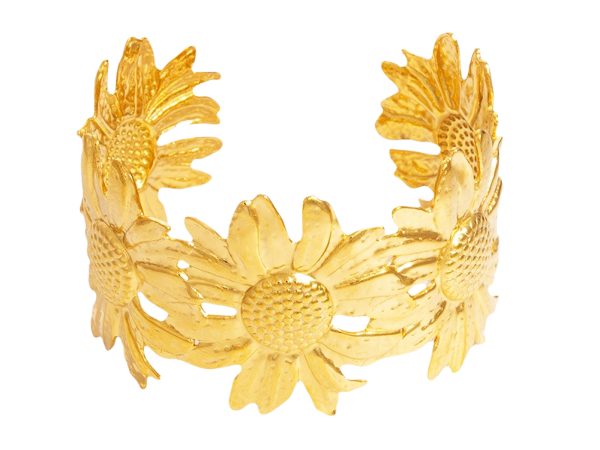 Jonc ajustable marguerites en acier inoxydable doré