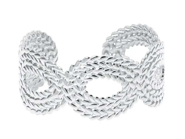 Jonc ajustable tressé en acier inoxydable argenté