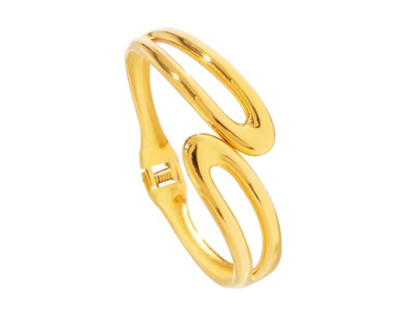 Jonc articulé forme géométrique en acier inoxydable doré