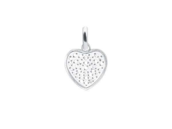 Pendentif coeur OZ blancs en acier inoxydable argenté