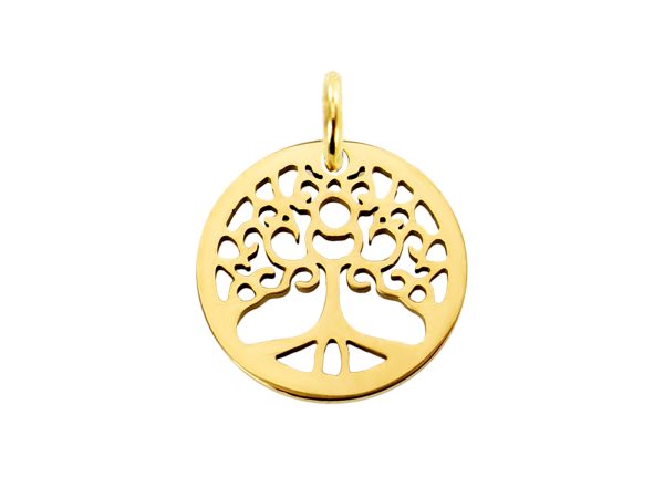 Pendentif arbre de vie acier doré