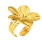 Bague ajustable fleur en acier inoxydable doré