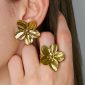 Bague ajustable fleur en acier inoxydable doré