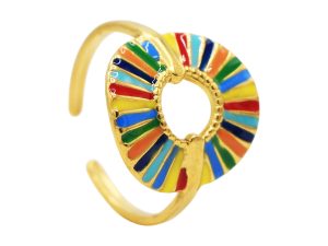 Bague ajustable rainbow en acier inoxydable doré