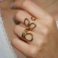 Bague ajustable forme géométrique en acier inoxydable doré