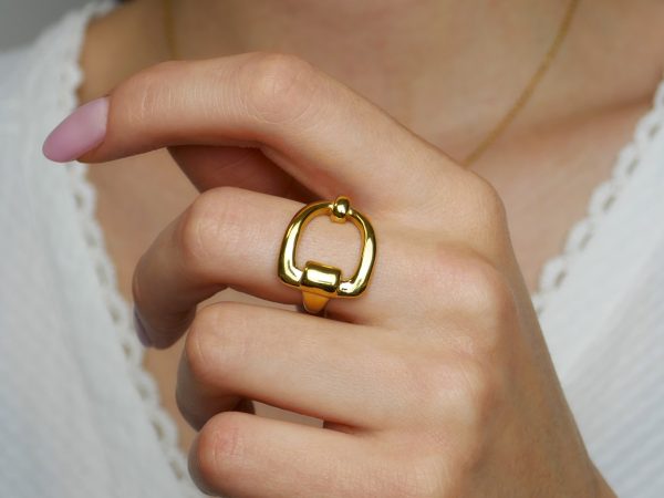 Bague ajustable étrier en acier inoxydable doré