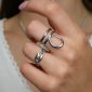 Bague ajustable forme géométrique en acier inoxydable argenté