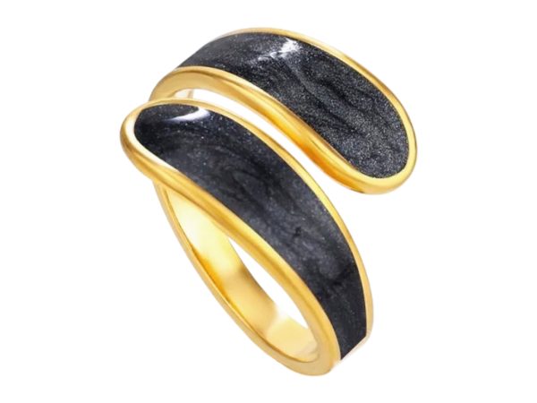 Bague ajustable goutte émail coloré en acier inoxydable doré