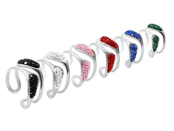 Bague ajustable cristaux fantaisie en acier inoxydable argenté