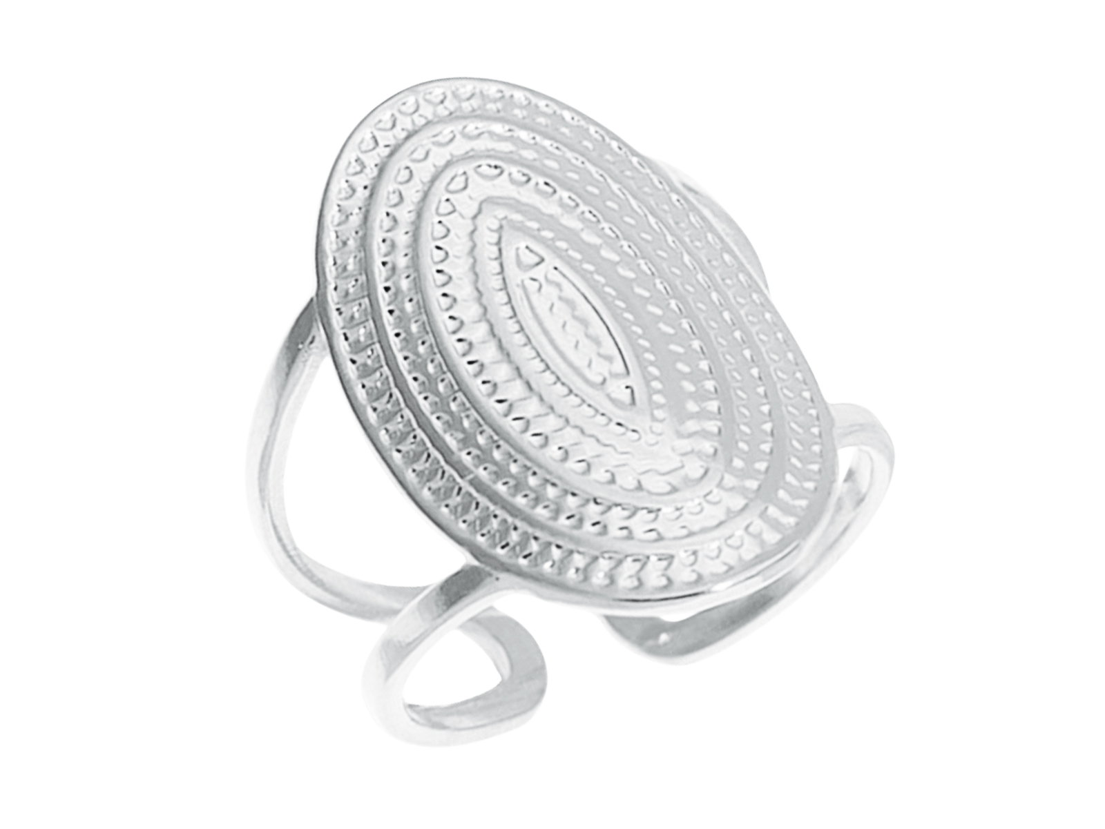 Bague ajustable bohème ethnique en acier inoxydable argenté