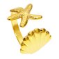 Bague ajustable étoile de mer - coquillage en acier inoxydable doré