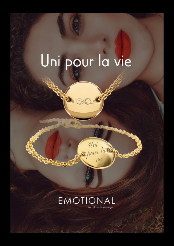 Collier médaille acier doré à personnaliser