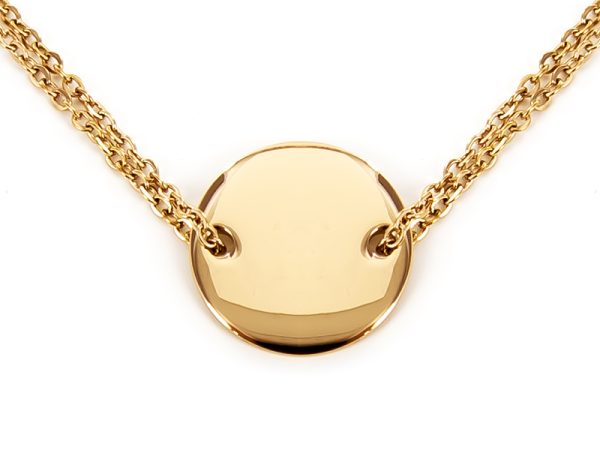 Collier médaille acier doré à personnaliser