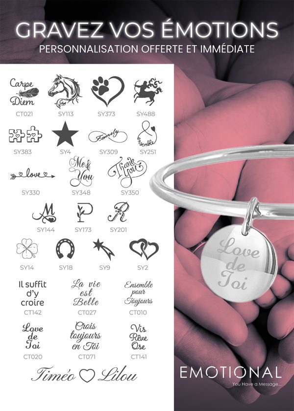 Bracelet jonc médaille acier à personnaliser