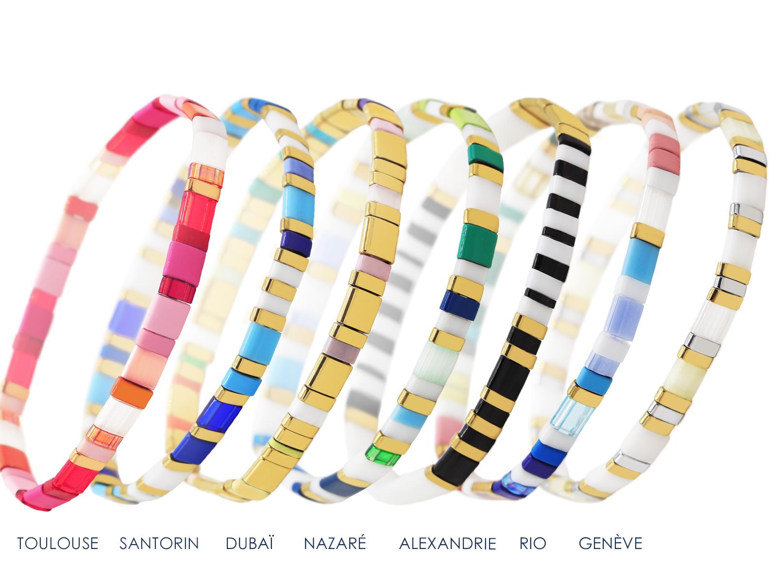 Bracelet élastique agrémenté de perles japonaises colorées